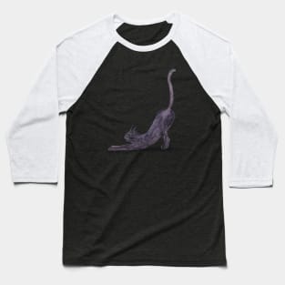 Big stretch! Purple Blob Cat - Hand Painted in Watercolour Baseball T-Shirt